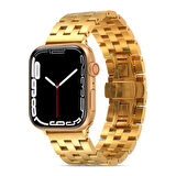 Watch Ultra 49mm Kordon Uyumlu KRD-20 Metal Strap Kayış CLO- Gold