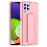 Galaxy M22 Uyumlu Zore Qstand Kapak-Pembe