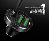 Siyah ZR-C502 2+2 Araç Şarj Seti Zore-CBP