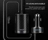 Siyah ZR-C502 2+2 Araç Şarj Seti Zore-SYS