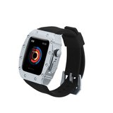 ​​​Watch 44mm Uyumlu KRD-65 Zore Kordon-Siyah-Gümüş