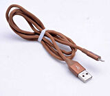 Kahverengi Metal Uçlu Lightning Usb Kablo-Zore
