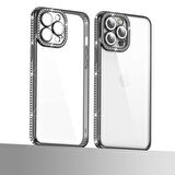 iPhone 12 Pro Uyumlu Kamera Korumalı Taşlı Zore Mina Kılıf-Gümüş