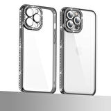 iPhone 12 Pro Uyumlu Kamera Korumalı Taşlı Zore Mina Kapak-Rose Gold