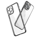 Apple iPhone 12 Pro Kılıf Kamera Korumalı Taşlı Zore Mina Kapak-Rose Gold