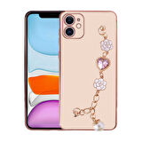 iPhone 11 Uyumlu El Tutamaçlı Kamera Korumalı Zore Taka Silikon Kılıf-Pembe