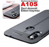 Galaxy A10S Kamera Korumalı Deri Görünümlü Kalite Silikon Kılıf