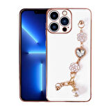 iPhone 12 Pro Uyumlu El Tutamaçlı Kamera Korumalı Zore Taka Silikon Kılıf-Beyaz