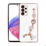 Galaxy A72 Uyumlu El Tutamaçlı Kamera Korumalı Zore Taka Silikon Kapak-Beyaz