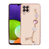 Galaxy M32 Uyumlu El Tutamaçlı Kamera Korumalı Zore Taka Silikon Kapak-Pembe