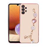 Galaxy A32 4G Uyumlu El Tutamaçlı Kamera Korumalı Zore Taka Silikon Kapak-Pembe