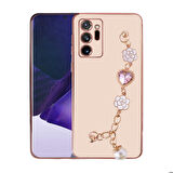 Galaxy Note 20 Ultra Uyumlu El Tutamaçlı Kamera Korumalı Zore Taka Silikon Kapak-Pembe