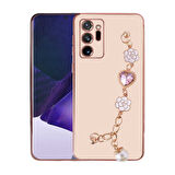 Galaxy Note 20 Ultra Uyumlu El Tutamaçlı Kamera Korumalı Zore Taka Silikon Kılıf-Pembe