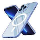 iPhone 13 Pro Uyumlu Wireless Şarj Özellikli Zore Krom Magsafe Silikon Kılıf-Lila