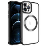 iPhone 12 Pro Uyumlu Magsafe Wireless Şarj Özellikli Zore Setro Silikon-Siyah
