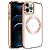 iPhone 12 Pro Uyumlu Magsafe Wireless Şarj Özellikli Zore Setro Silikon-Rose Gold