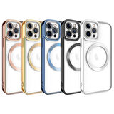 iPhone 12 Pro Max Uyumlu Magsafe Wireless Şarj Özellikli Zore Setro Silikon-Gold