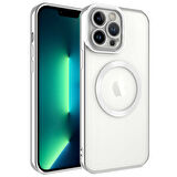 Apple iPhone 13 Pro Max Kılıf Magsafe Wireless Şarj Özellikli Zore Setro Silikon-Gümüş