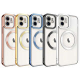 Apple iPhone 11 Kılıf Magsafe Wireless Şarj Özellikli Zore Setro Silikon-Gümüş