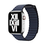 Watch 40mm Uyumlu KRD-09 Deri Lop Zore Kordon-Lacivert