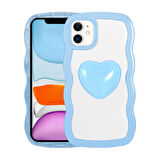 iPhone 11 Uyumlu Renkli Kalp Figürlü Zore Ponçik Kılıf-Mavi