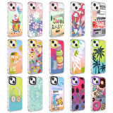 iPhone 14 Uyumlu Kamera Korumalı Renkli Desenli Sert Silikon Zore Korn Kılıf-NO3