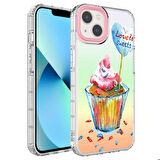 iPhone 13 Uyumlu Kamera Korumalı Renkli Desenli Sert Silikon Zore Korn Kapak-NO15