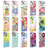 iPhone 14 Uyumlu Kamera Korumalı Renkli Desenli Sert Silikon Zore Korn Kapak-NO15