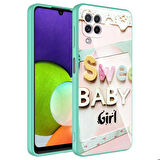 Galaxy A22 4G Uyumlu Kamera Korumalı Desenli Sert Silikon Zore Epoksi Kapak-NO5