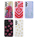 Galaxy A33 5G Uyumlu Simli Desenli Kamera Korumalı Parlak Zore Popy Kapak-Çiçek