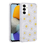 Galaxy M23 Uyumlu Simli Desenli Kamera Korumalı Parlak Zore Popy Kapak-Papatya