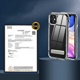 iPhone 11 Uyumlu Standlı Şeffaf Silikon Zore L-Stand Kılıf-Renksiz