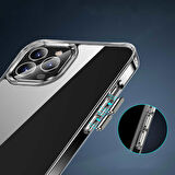 iPhone 13 Pro Max Uyumlu Standlı Şeffaf Silikon Zore L-Stand Kapak-Renksiz