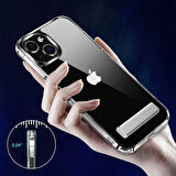 iPhone 14 Uyumlu Standlı Şeffaf Silikon Zore L-Stand Kılıf-Renksiz