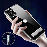 iPhone 14 Plus Uyumlu Standlı Şeffaf Silikon Zore L-Stand Kapak-Renksiz