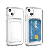 iPhone 14 Plus Uyumlu Kartlıklı Şeffaf Zore Setra Clear Silikon Kılıf-Renksiz