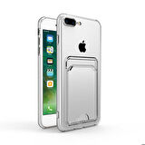 iPhone 7 Plus Uyumlu Kartlıklı Şeffaf Zore Setra Clear Silikon Kapak-Renksiz
