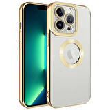 iPhone 13 Pro Uyumlu Kamera Korumalı Logo Gösteren Zore Omega Kılıf-Gold