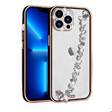 iPhone 13 Pro Uyumlu Taş Süslemeli Kamera Korumalı El Tutamaçlı Zore Blazer Kapak-Siyah