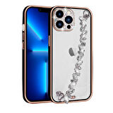 iPhone 13 Pro Max Uyumlu Taş Süslemeli Kamera Korumalı El Tutamaçlı Zore Blazer Kılıf-Siyah