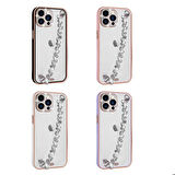 iPhone 13 Pro Max Uyumlu Taş Süslemeli Kamera Korumalı El Tutamaçlı Zore Blazer Kapak-Pembe