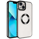 iPhone 14 Plus Uyumlu Kamera Korumalı Logo Gösteren Zore Omega Kılıf-Siyah