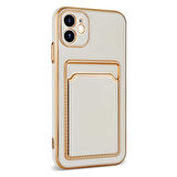 Apple iPhone 12 Kılıf Zore Bark Kartlıklı Kapak-Rose Gold