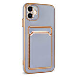 Apple iPhone 12 Kılıf Zore Bark Kartlıklı Kapak-Rose Gold