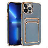 iPhone 12 Pro Uyumlu Zore Bark Kartlıklı Kapak-Mavi