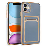 iPhone 11 Uyumlu Zore Bark Kartlıklı Kılıf-Mavi