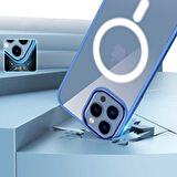 iPhone 14 Uyumlu Wireless Şarj Özellikli Zore Krom Magsafe Silikon Kılıf-Yeşil