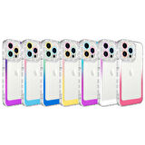 iPhone 14 Pro Max Uyumlu Simli ve Renk Geçiş Tasarımlı LZore Korumalı Zore Park Kılıf-Mor-Pembe