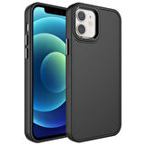 iPhone 11 Uyumlu Metal Çerçeve ve Buton Tasarımlı Sert Zore Botox Kılıf-Siyah