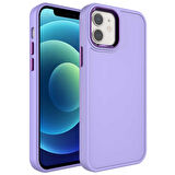 iPhone 11 Uyumlu Metal Çerçeve ve Buton Tasarımlı Sert Ensueno Botox Kapak-Lila